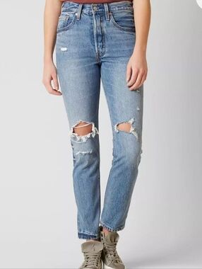 Levis 501 Distressed Button Fly Skinny Jeans Old Hangouts
